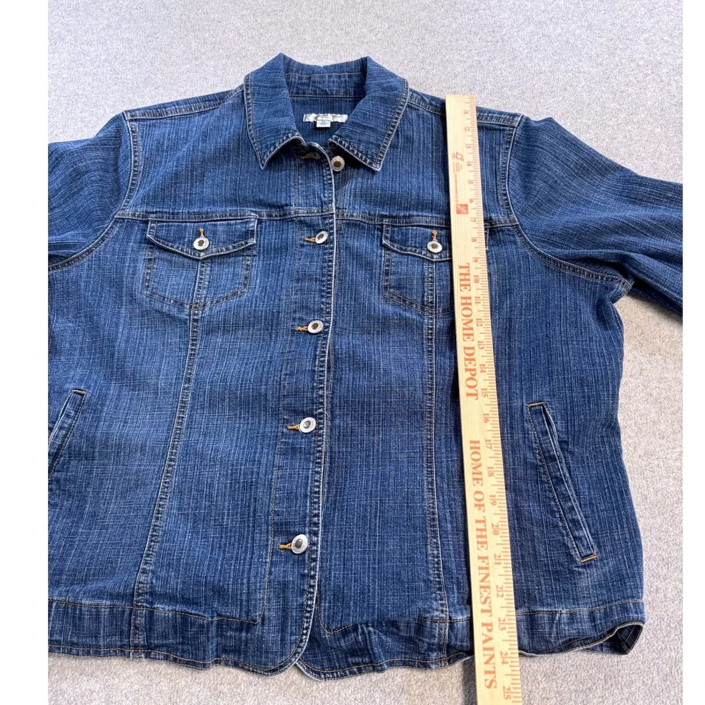 Coldwater Creek Denim Jacket Womens 2X Blue Button‎ Up Classic Trucker Wash Chic
